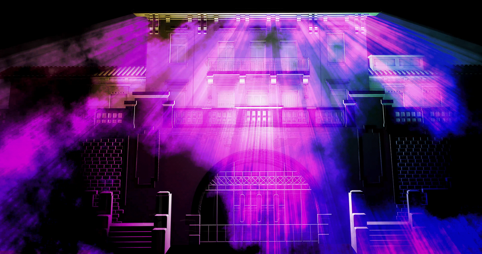 Setup proiezione video mapping monumentale Sublime Tecnologico